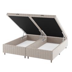 Base Box Bau Queen Size Ravena (43X158x198cm) Turkey Creme - Casa Giulia