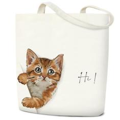 Sacola feminina de lona, bolsa de compras estética, dobrável, reutilizável, presente para amigos - D, Branco, One Size