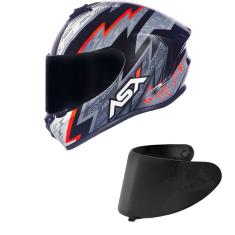 Capacete ASX Draken Thunder Preto Vermelho e Cinza Mais Viseira Fumê