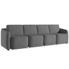 Sofá Cama Casal Para Sala 436cm Polska K04 Veludo Cinza Escuro - Mpozenato