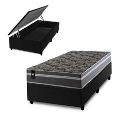 Conjunto Box Baú Miami Cinza 96x203x69 Espuma D33