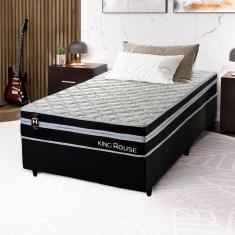 Conjunto Cama Box c/ Molas Ensacadas Durham Preto Solteiro 96x203x60
