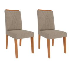 Conjunto 2 Cadeiras Em MDF Nicole Cimol - Cinamomo/Linho Bege