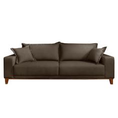 Sofá Fixo Argos 3 Lugares Luxo 2,40 M Castellar Móbile Veludo Chumbo