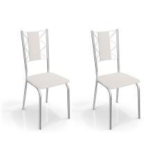 Cadeira Sala De Jantar Lisboa 2C076 Kit 2 Un Cromado/Courano Branco - Kappesberg