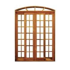 Portal Correr Quadriculado 4 Folhas Itauba Em Arco Com Fechadura 1,40 X 2,30 Rodam Natural