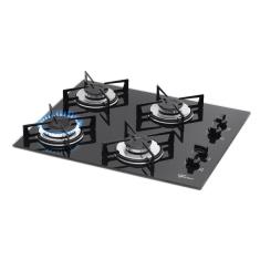 Fogão Cooktop de Embutir a Gás Fischer 1519-5713 4 Bocas Vidro Temperado Superautomático Preto Bivolt