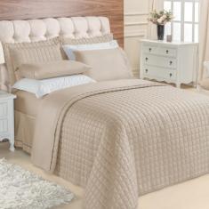 Kit Top Line Cobre Leito Queen 180 Fios + Jogo De Lençol - 7 Peças Cáqui