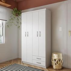 Guarda-Roupa Solteiro Bagdá 4PT 2GV Branco