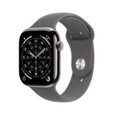 Apple Watch Series 11 GPS + Cellular - Caixa natural de titânio – 46 mm - Pulseira esportiva cinza-pedra – M/G