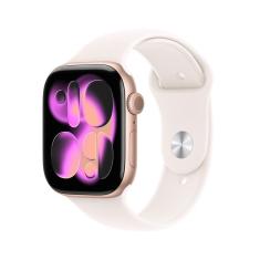 Apple Watch Series 11 GPS - Caixa cor de ouro rosa de alumínio – 46 mm - Pulseira esportiva blush-clara – M/G
