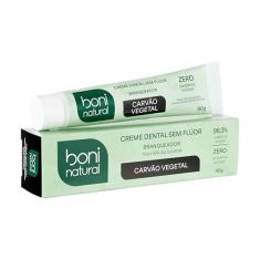 Creme Dental Boni Natural Carvão Ativado Branqueador Com Menta e Carvão Vegetal, Boni Natural, Preto