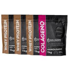 Kit: Whey Protein Concentrado 3Kg + Colágeno Hidrolisado 1Kg - 100% Importado - Soldiers Nutrition-Unissex