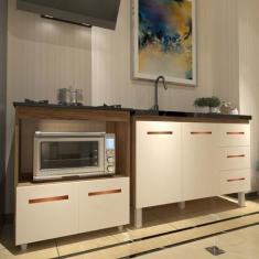 Balcão Armário Cozinha Gabinete de Pia 120 cm Bruna e Balcão para Fogã