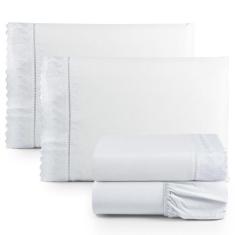 Jogo de Lençol Lese Percal 180 Fios Queen 4 Peças Barato - Branco - 10