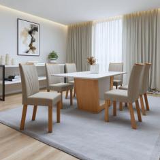 Conjunto Sala de Jantar 6 Lugares Retangular Tampo MDF Mesa e Cadeiras