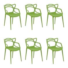 Kit 6 Cadeiras Decorativas Sala e Cozinha Feliti Verde