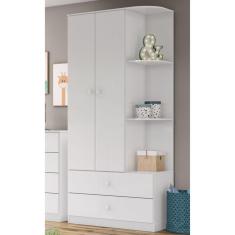 Guarda Roupa de Bebê 2 Portas 2 Gavetas Sonho Encantado Espresso Móveis Rústico/Branco