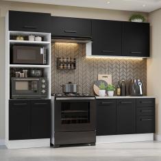Armário De Cozinha Completa 270cm Branco/preto Agata Madesa 07 Branco/preto