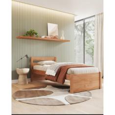 Cama Solteiro em Madeira Maciça 0,90x190cm Unique Yescasa Amendoa