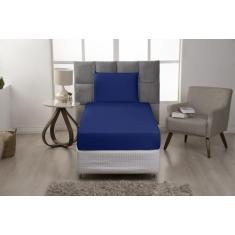 Lençol Solteiro Microfibra Simples 2 Peças Clean - Suítes Sonhos, Azul