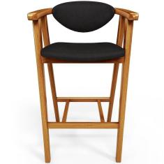 Banqueta Alta Para Cozinha Bancada Bar Sala De Jantar Fixa Cecília L02 Couríssimo Preto