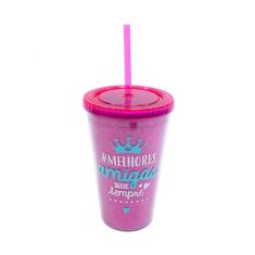 Copo Pink Com Canudo Melhores Amigas 450ml - Taimes