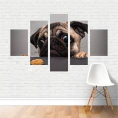 Quadro em tela Canvas  Pug Cachorro Cão e Petisco  110x65