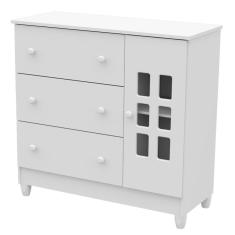 Cômoda Infantil com Porta Mariah Branco Brilho - Carolina