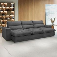 Sofá 5 Lugares Martinho Retrátil 20587 Veludo Cinza  - Celflex, Cinza