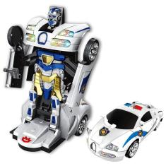 Brinquedo Infantil Carrinho Luz E Som Polícia Que Vira Robô