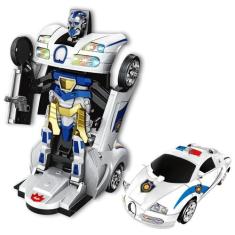 Brinquedo Infantil Carrinho Luz E Som Polícia Que Vira Robô - Tesla St