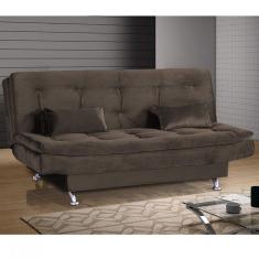 Sofá Cama 3 Lugares com 2 Almofadas Salomé Matrix Veludo Marrom