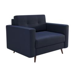 Poltrona Living Pé Palito Linho Cotton Azul Marinho