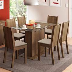 Conjunto Sala de Jantar Gales Madesa Mesa com 6 Cadeiras - Rustic/Pérola