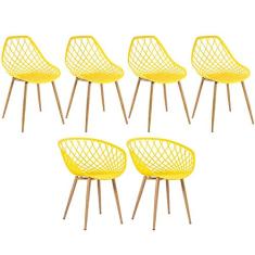 Loft7, Kit - 2 cadeiras Clarice Nest com braços + 2 cadeiras Cleo - Amarelo
