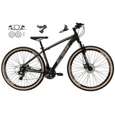    Bicicleta aro 29 Ksw Xlt 24v Câmbios Shimano Freios Hidráulicos Garfo com Suspensão Pneu Faixa Bege - Preta\Preto