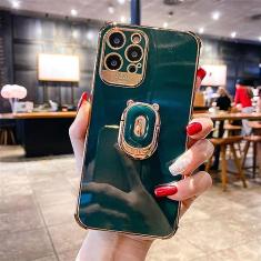 Capa de telefone galvanoplastia Boucho para iphone 14 Plus 13 12 Pro MAX 11Pro XS XR X SE 6 7 8 mais Suporte de telefone Ring Grip Case, verde, para iphone 12Pro Max