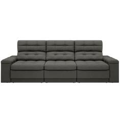 Sofá Retrátil Reclinável 4 Lugares DDS Next Brunello com Almofadas Fixas, Revestimento Velosuede e Espuma D26 - 230cm de largura