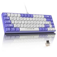 ATTACK SHARK AK680 Teclado Mecânico 60% com Fio, Hot-Swappable, RGB, Impressão UV, Controle de Som EVA, Anti-Ghosting, Programável, Switch Brown para Windows/Mac,Roxo e Branco