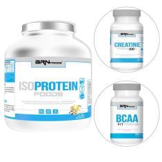 Kit IsoProtein Foods 2kg + BCAA Fit Foods 120tabs + Creatine Foods 100g BRNFOODS-Unissex
