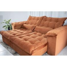 Sofá Retrátil e Reclinável Ipanema 1,80m em Tecido Veludão C/Pillow nos Braços - Montagem Inclusa