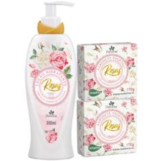 1UN Loção Hidratante Corporal +2UN Sabonete de Rosas - Davene