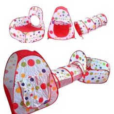 Barraca Cabana Toca Túnel Infantil 3X1 Piscina De Bolinhas - Pop Brinq