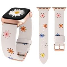 Pulseira Floral de Couro Wearlizer para Apple Watch Feminino (41/40/38
