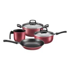 Conjunto De Panelas Antiaderente Safira 4 Peças Cereja - MTA