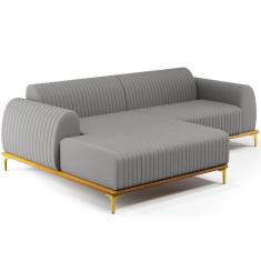 Sofá 3 Lugares Com Chaise Esquerdo 230cm Cinza Escuro C-416