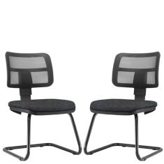 Kit 02 Cadeiras De Escritório Recepção Fixa Zip Chumbo