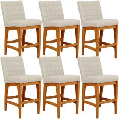 Kit 06 Banquetas Baixa Cozinha Bancada L02 Champagne