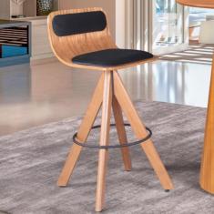 Banqueta Linea Base Em Madeira Maciça E Assento E Encosto Estofado Espresso Móveis Mel Preto